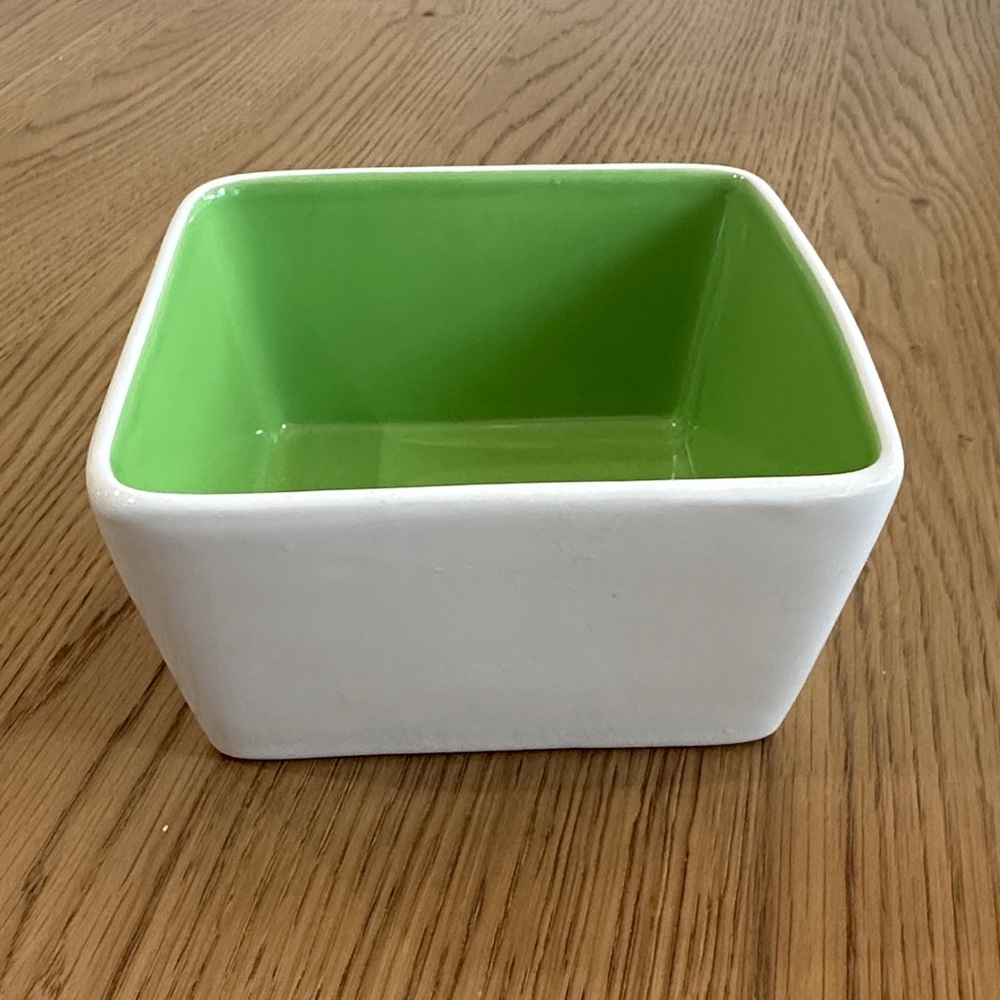Green and White Ceramic Baking Dish